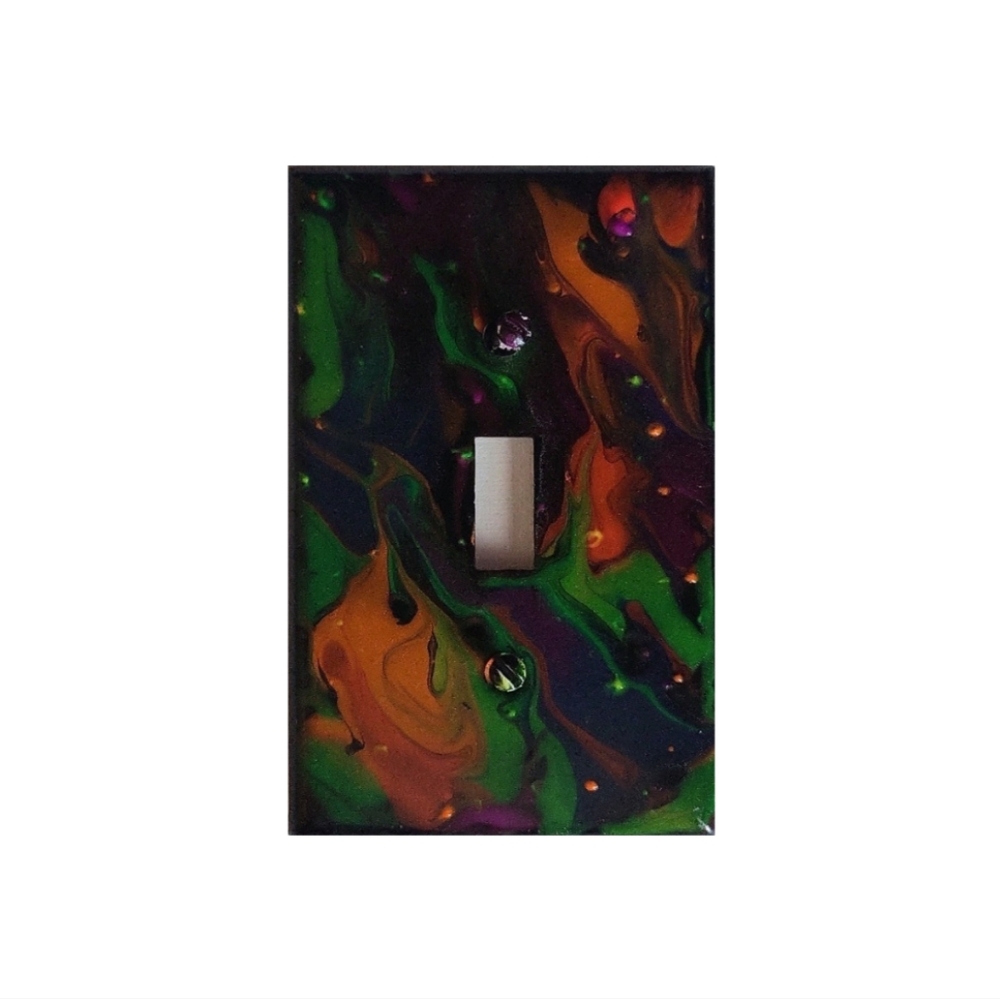 Hand Crafted Abstract Design Single Toggle Light Switch Plate
